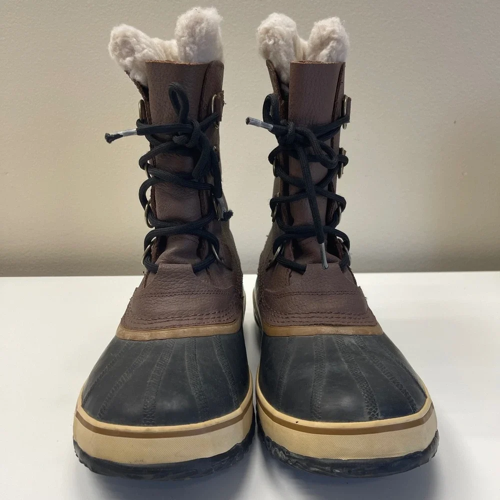 Sorel 1964 Pac T Boots Mens 10 Brown Leather Waterproof Winter Snow NM1439-228
